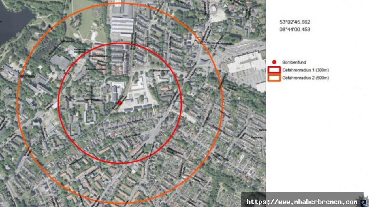 Bremen'de ikinci dünya savaşından kalma bomba bulundu