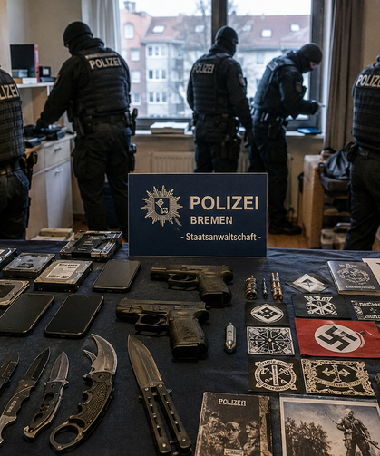 Bremen ve Aşağı Saksonya’da Aşırı Sağcı Gruba Operasyon: Silahlar ve Propaganda Materyalleri Ele Geçirildi