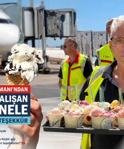 Bremen Havalimanı çalışanlarını dondurmayla serinletti