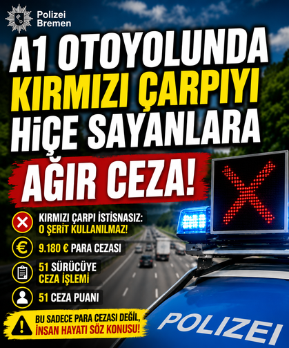 A1 Otoyolunda Kırmızı Çarpıyı Hiçe Sayan 51 Sürücüye Ağır Ceza
