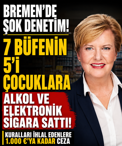 Bremen'de Şok Denetim: 7 Büfenin 5'i Çocuklara Alkol ve Elektronik Sigara Sattı