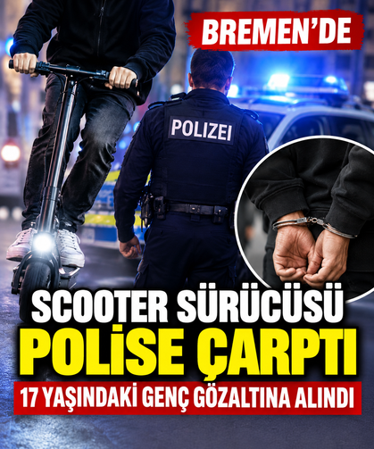 Bremen’de scooter sürücüsü polise çarptı: 17 yaşındaki genç gözaltına alındı