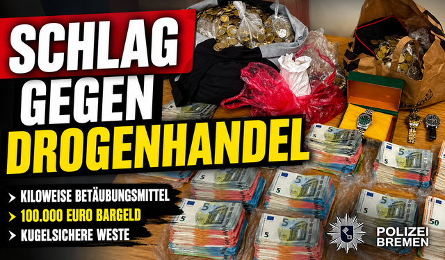 Bremen Neustadt'ta Uyuşturucu Operasyonu: Kilolarca Uyuşturucu ve 100 Bin Euro Ele Geçirildi