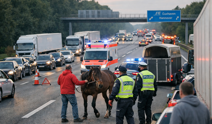 Otoyolda Başıboş At Trafiği Durdurdu