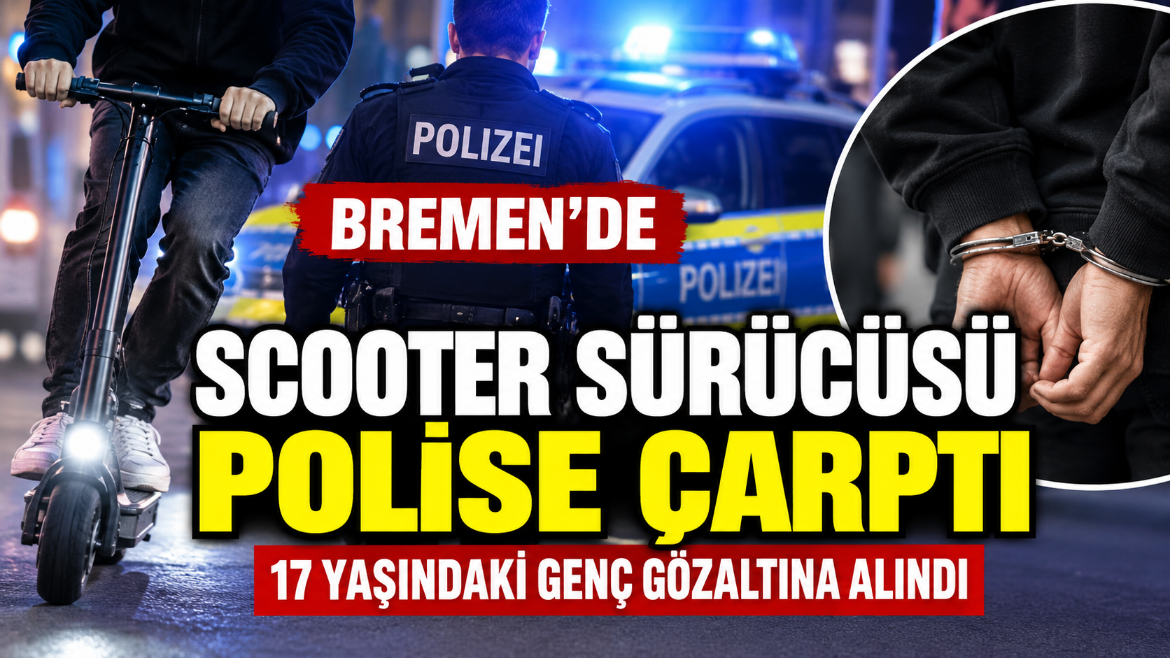 Bremen’de scooter sürücüsü polise çarptı: 17 yaşındaki genç gözaltına alındı