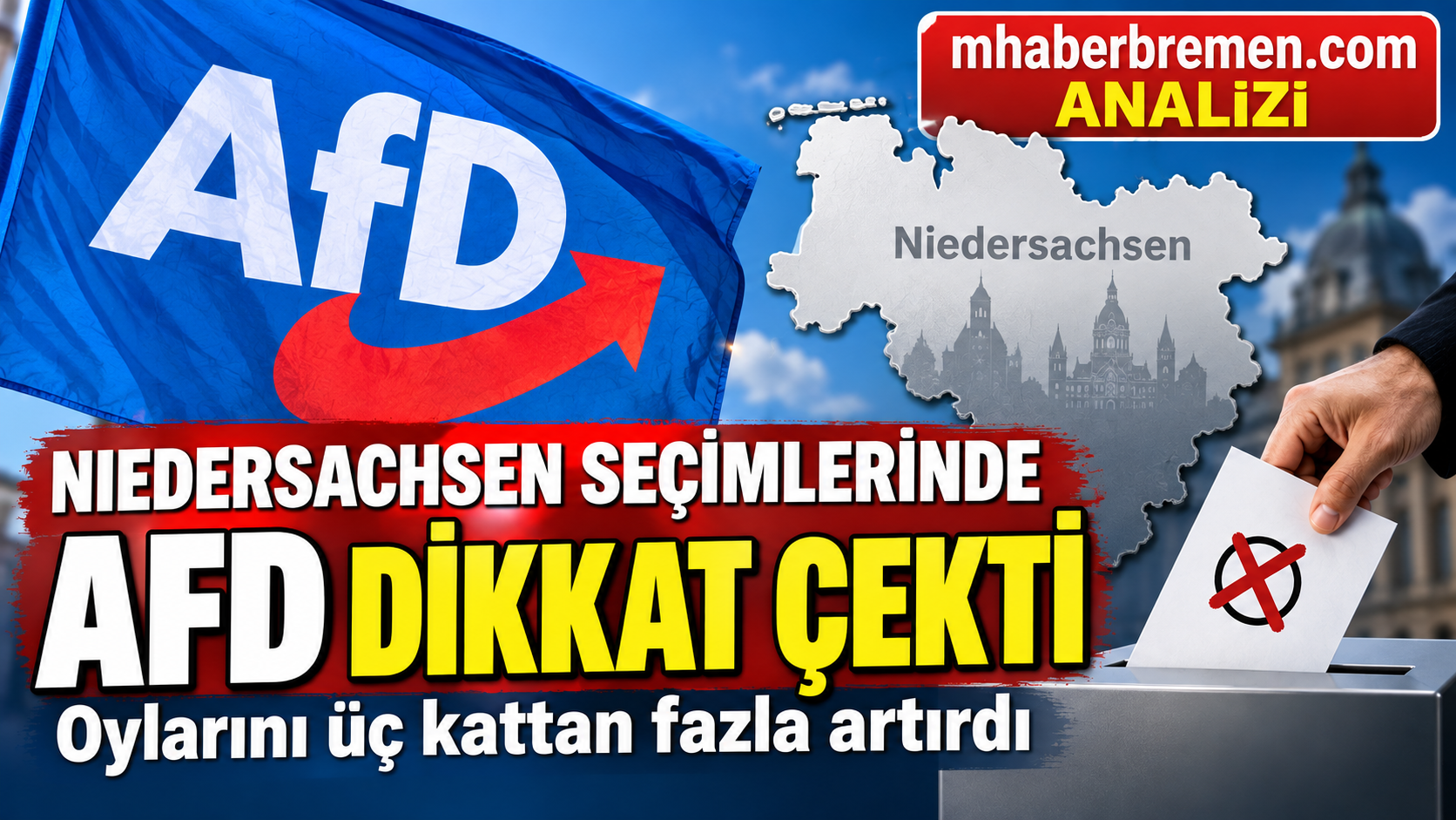 Niedersachsen seçimlerinde AfD oylarını üç kattan fazla artırdı